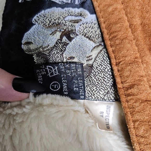 Vintage FoxRun Suede Leather Sherpa Lined Coat‎ S Brown Tapered - Picture 15 of 16